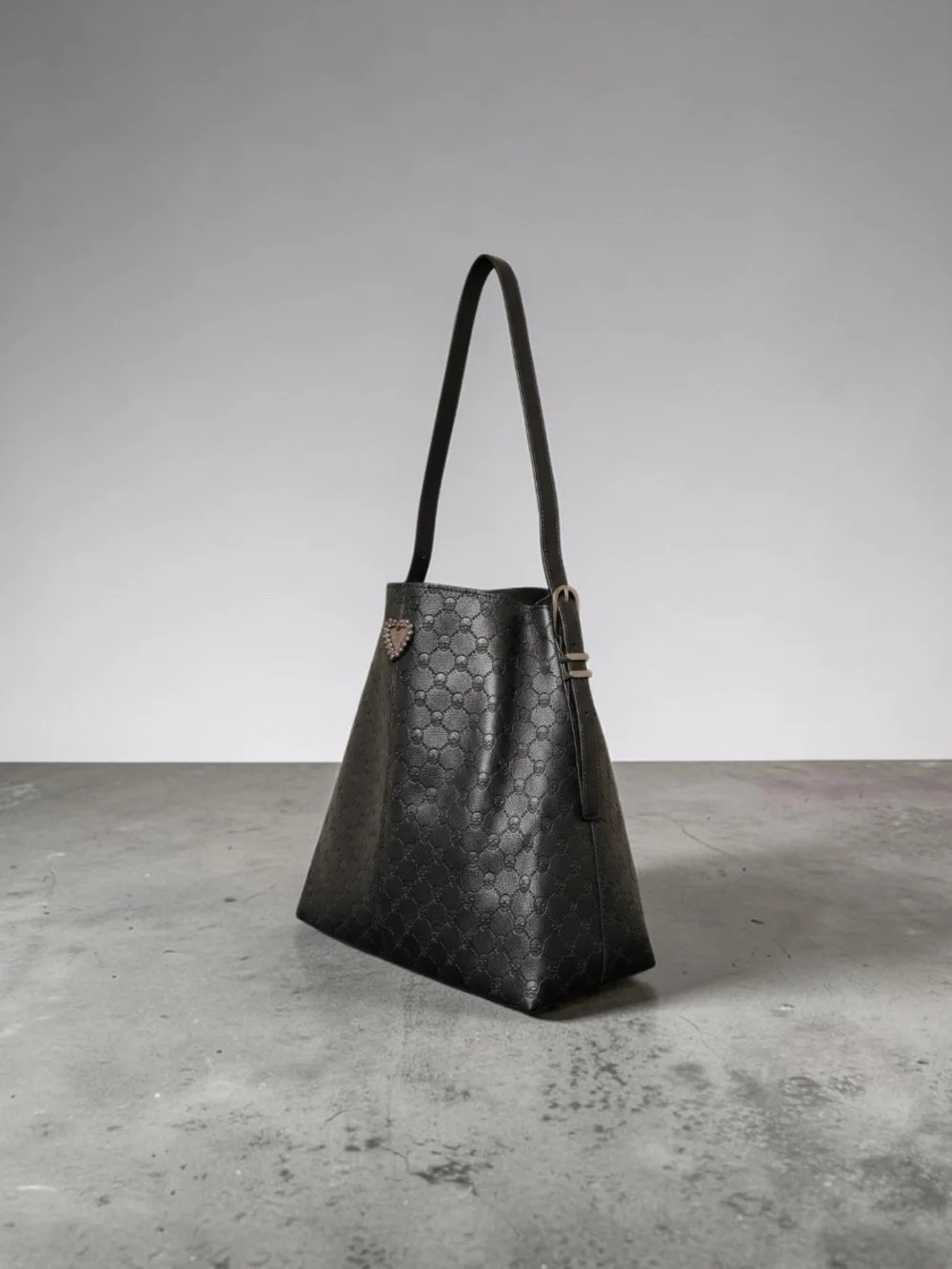 Large Betsey Johnson Black Tote with Heart Accent/ skull detail!